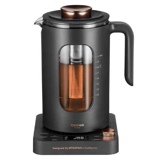 INTASTING Glass Electric Kettle with tea Infuser and Precise knob temperature control